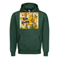 Sports Green bee happy Zipper Hoodie - MaliasSmallBusiness