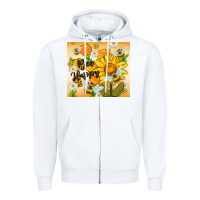 White bee happy Zipper Hoodie - MaliasSmallBusiness