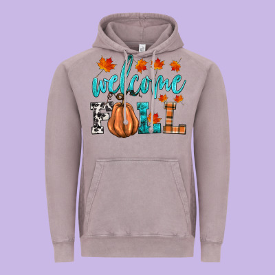 Welcome Fall Vintage Hoodie Designed By Hra Design Shop