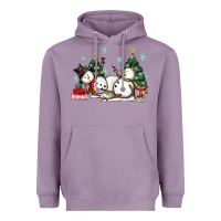 Lavender christmas snowmen with wine Heavyweight Hoodie - MaliasSmallBusiness
