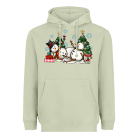 Matcha christmas snowmen with wine Heavyweight Hoodie - MaliasSmallBusiness