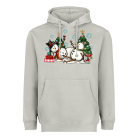 Moon Dust christmas snowmen with wine Heavyweight Hoodie - MaliasSmallBusiness