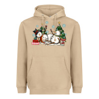 Mushroom christmas snowmen with wine Heavyweight Hoodie - MaliasSmallBusiness