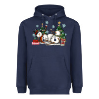 Navy christmas snowmen with wine Heavyweight Hoodie - MaliasSmallBusiness