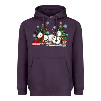 Plum christmas snowmen with wine Heavyweight Hoodie - MaliasSmallBusiness