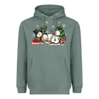 Sage christmas snowmen with wine Heavyweight Hoodie - MaliasSmallBusiness