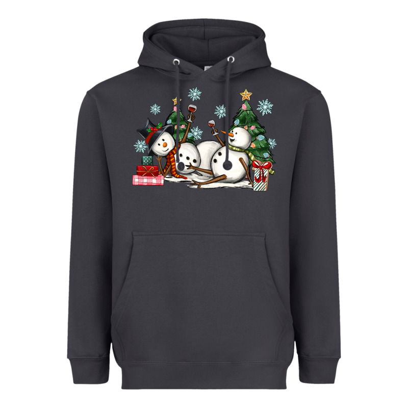 Christmas Snowmen With Wine Heavyweight Hoodie by MaliasSmallBusiness | Teevron