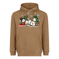 Toasted Coconut christmas snowmen with wine Heavyweight Hoodie - MaliasSmallBusiness