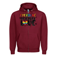 Burgundy everyone deserves love Zipper Hoodie - MaliasSmallBusiness