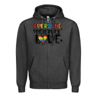 Charcoal Heather everyone deserves love Zipper Hoodie - MaliasSmallBusiness