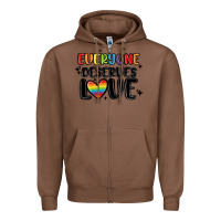 Chestnut everyone deserves love Zipper Hoodie - MaliasSmallBusiness