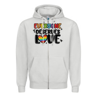 Dove Grey everyone deserves love Zipper Hoodie - MaliasSmallBusiness