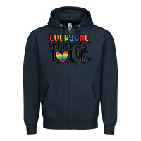 Navy everyone deserves love Zipper Hoodie - MaliasSmallBusiness