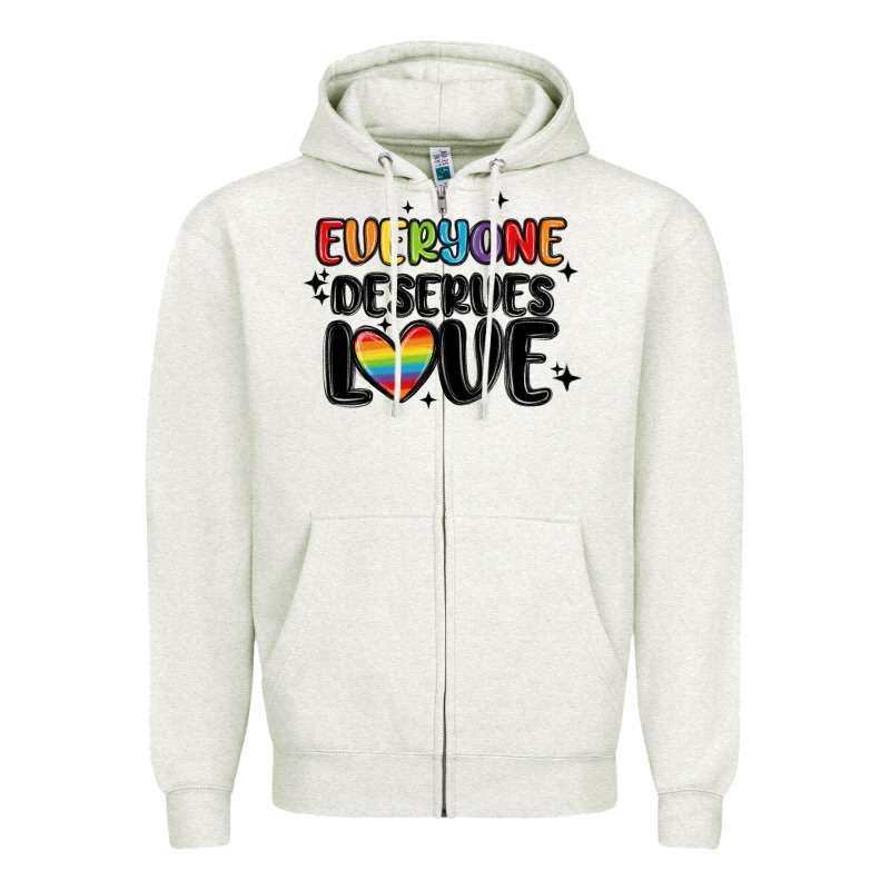 Everyone Deserves Love Zipper Hoodie by MaliasSmallBusiness | Teevron
