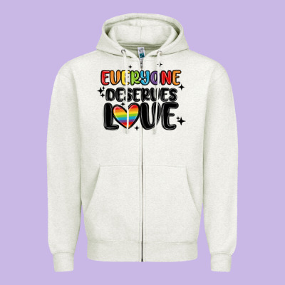 Everyone Deserves Love Zipper Hoodie Designed By Maliassmallbusiness