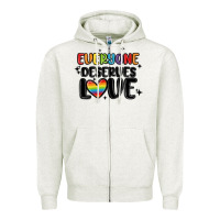 Oatmeal Heather everyone deserves love Zipper Hoodie - MaliasSmallBusiness