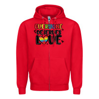 Red everyone deserves love Zipper Hoodie - MaliasSmallBusiness