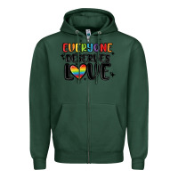 Sports Green everyone deserves love Zipper Hoodie - MaliasSmallBusiness