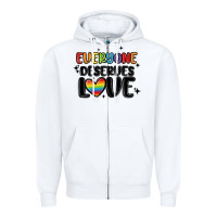White everyone deserves love Zipper Hoodie - MaliasSmallBusiness
