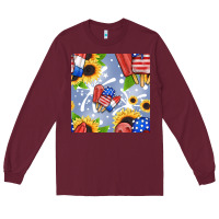 Burgundy patriotic popsicle Long Sleeve Tee - BundleAndBundleShop