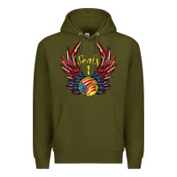 Army Green angel wings softball Premium Hoodie - Jasminsmagicworld