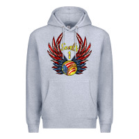 Heather Grey angel wings softball Premium Hoodie - Jasminsmagicworld