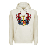 Oatmeal Heather angel wings softball Premium Hoodie - Jasminsmagicworld