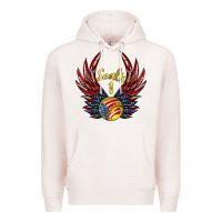 Pale Pink angel wings softball Premium Hoodie - Jasminsmagicworld