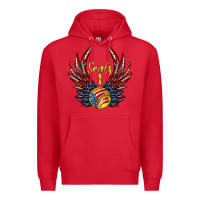 Red angel wings softball Premium Hoodie - Jasminsmagicworld