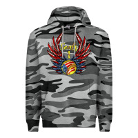Slate Camo angel wings softball Premium Hoodie - Jasminsmagicworld