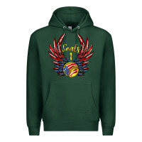 Sports Green angel wings softball Premium Hoodie - Jasminsmagicworld
