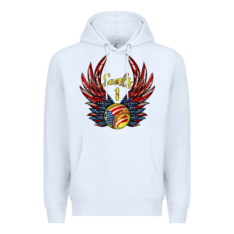 Angel Wings Softball Premium Hoodie by Jasminsmagicworld | Teevron