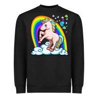 Black cute unicorn with rainbow Heavyweight Sweatshirt - FaDigitalArtStudio