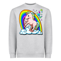 Heather Grey cute unicorn with rainbow Heavyweight Sweatshirt - FaDigitalArtStudio