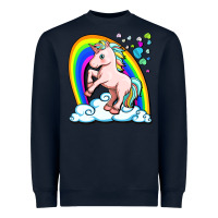 Navy cute unicorn with rainbow Heavyweight Sweatshirt - FaDigitalArtStudio