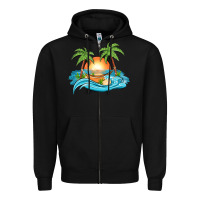 Black sunset beach scene Zipper Hoodie - MaliasSmallBusiness