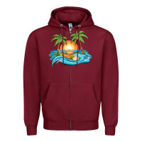 Burgundy sunset beach scene Zipper Hoodie - MaliasSmallBusiness