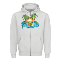 Dove Grey sunset beach scene Zipper Hoodie - MaliasSmallBusiness