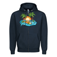Navy sunset beach scene Zipper Hoodie - MaliasSmallBusiness