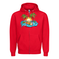Red sunset beach scene Zipper Hoodie - MaliasSmallBusiness