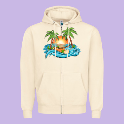 Sunset Beach Scene Zipper Hoodie Designed By Maliassmallbusiness