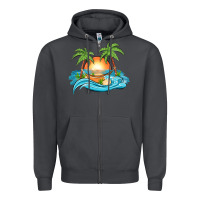 Smoke sunset beach scene Zipper Hoodie - MaliasSmallBusiness