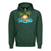 Sports Green sunset beach scene Zipper Hoodie - MaliasSmallBusiness