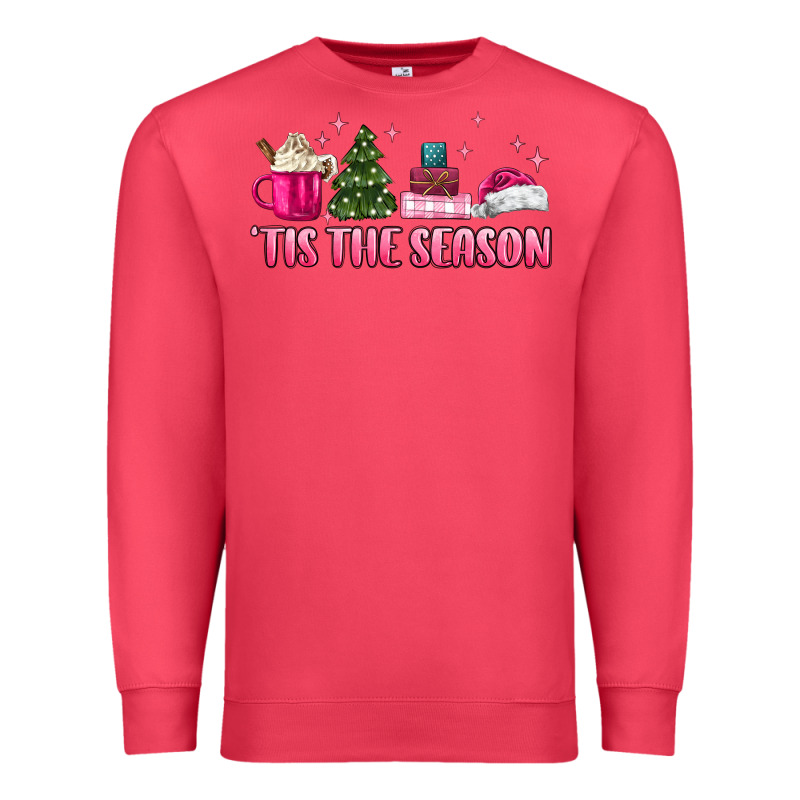 Tis The Season Pink Christmas Premium Sweatshirt by MaliasSmallBusiness | Teevron