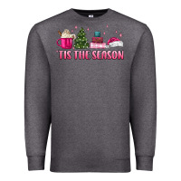 Charcoal Heather tis the season pink christmas Premium Sweatshirt - MaliasSmallBusiness