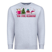 Heather Grey tis the season pink christmas Premium Sweatshirt - MaliasSmallBusiness