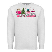 Oatmeal Heather tis the season pink christmas Premium Sweatshirt - MaliasSmallBusiness