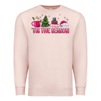 Pale Pink tis the season pink christmas Premium Sweatshirt - MaliasSmallBusiness