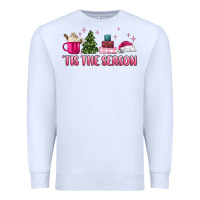 White tis the season pink christmas Premium Sweatshirt - MaliasSmallBusiness