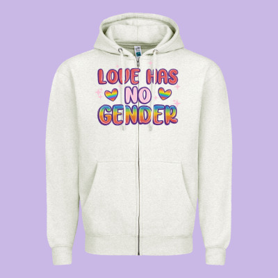 Love No Gender Zipper Hoodie Designed By Maliassmallbusiness